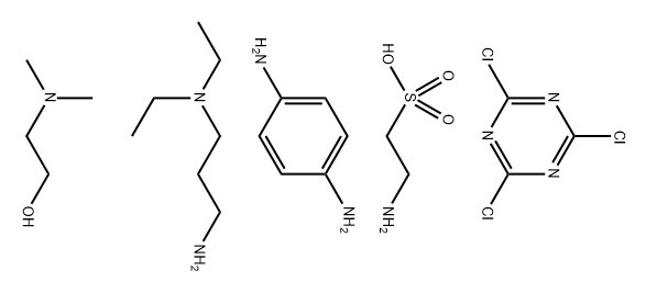 164578-19-2, Ethanesulfonic acid, 2-amino-, polymer with 1,4-benzenediamine, N,N-diethyl-1,3-propanediamine and 2,4,6-trichloro-1,3,5-triazine, compd. with 2-(dimethylamino)ethanol (9CI)